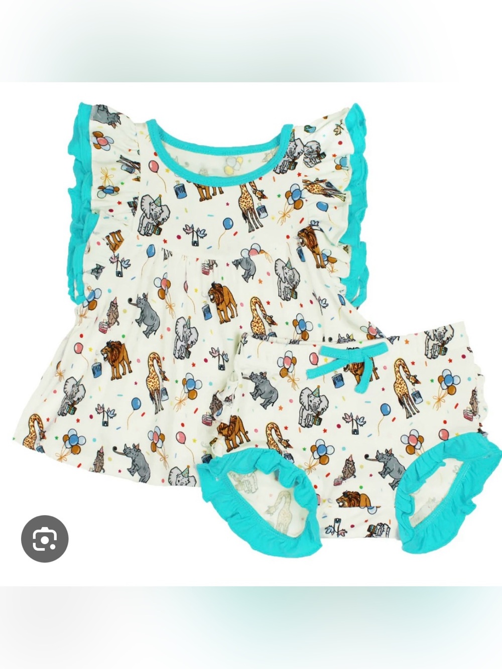 Girls' party Animal birthday Print Ruffle Bloomer Set